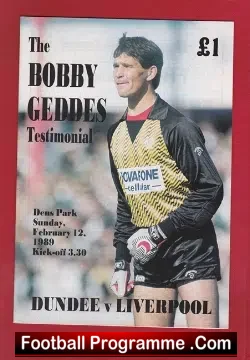 Bobby Geddes Benefit Match Testimonial Dundee 1989 - football programme