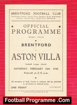 Brentford v Aston Villa 1946