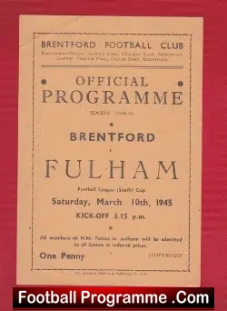 Brentford v Fulham 1945 - football programme
