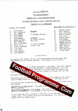 Bristol City v WBA 1986 - Pre Season Friendly - football programme