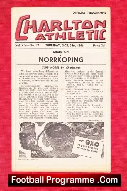 Charlton Athletic v Norrkoping 1946 – Sweden