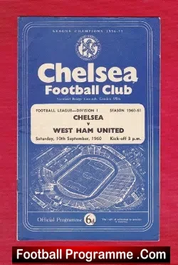 Chelsea v West Ham United 1960 - to clear - football programme
