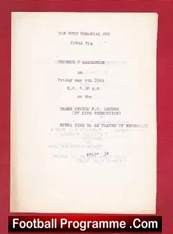Chinnor v Haddenham 1969 - Ron West Memorial Cup Final - football programme