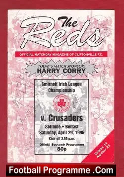 Cliftonville v Crusdaers 1995 - Multi Autographed - football programme