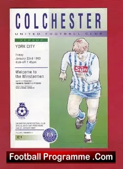 Colchester United v York City 1993 - Multi Autographed SIGNED - football programme