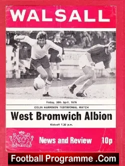 Colin Harrison Testimonial Benefit Walsall 1976 + Bryan Robson - football programme