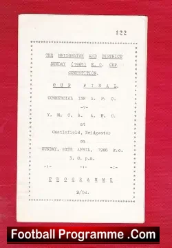 Commercial Inn v Castlefield 1968 - Bridgewater Cup Final - football programme