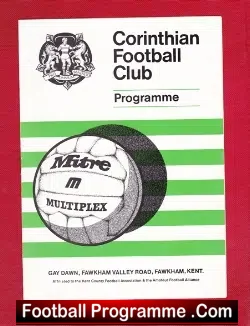 Corinthian v British Army 1983 - Stationed in Germany - football programme