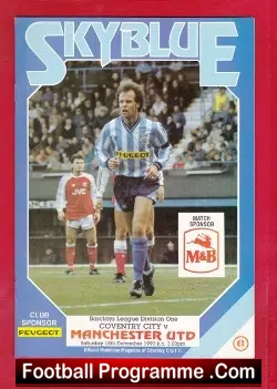 Coventry City v Manchester United 1990 - football programme