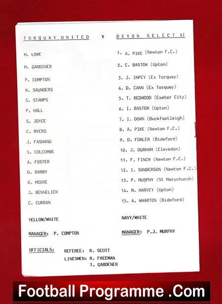 Daniel Stone Testemonial Benevolent Benefit Torquay United 1992