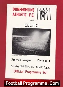 Dunfermline Athletic v Glasgow Celtic 1966 - Signed Autographed - football programme