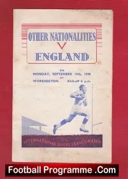 England Rugby v Other Nationalities 1949 – at Workington