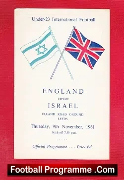 England v Israel 1961 – at Leeds U23 Bobby Moore