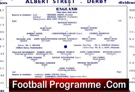 England v Scotland 1959 – Schoolboys Match At Derby
