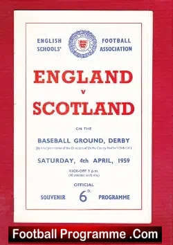England v Scotland 1959 – Schoolboys Match At Derby