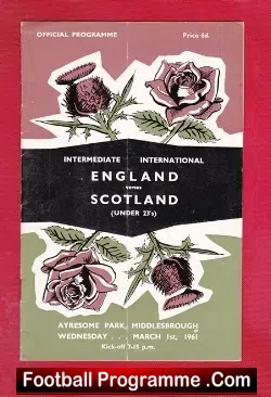 England v Scotland 1961 – U23 at Boro + Moore + Denis Law