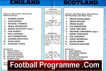 England v Scotland 1982 – Schoolboys At Wembley