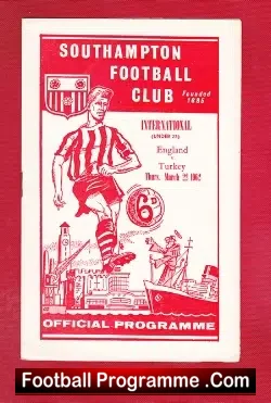 England v Turkey 1962 – at Southampton + Bobby Moore