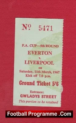 Everton v Liverpool 1967 – Football Ticket