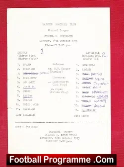 Everton v Liverpool 1975 - Reserves Match S/S - football programme