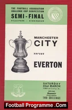 Everton v Manchester City 1969 - FA Cup Semi Final at Villa - football programme