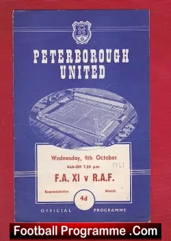 FA XI v Royal Air Force RAF 1961 – Peterborough United + Byrne