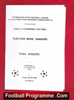 Fletcher Moss Rangers v Fives Athletic 2001 – U21’s – Under 21