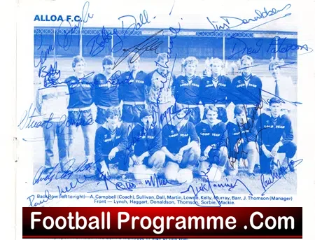 Forfar Athletic v Alloa Athletic 1985 - Multi Autographed Signed