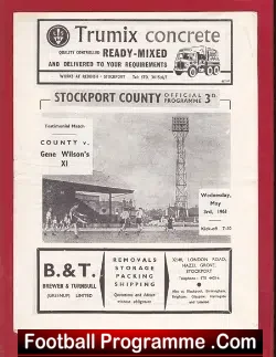 Gene Wilson Football Testimonial Stockport County 1961 - football programme