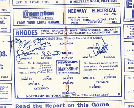 Gillingham v Northampton Town 1955 – Multi Autographed Signed
