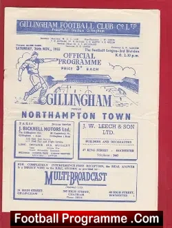 Gillingham v Northampton Town 1955 – Multi Autographed Signed