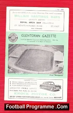 Glentoran v Bangor 1958 - Irish Programmes - football programme