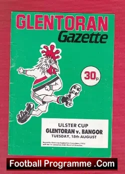 Glentoran v Bangor 1981 - Multi Autographed SIGNED - football programme