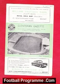 Glentoran v Glenavon 1957 - football programme