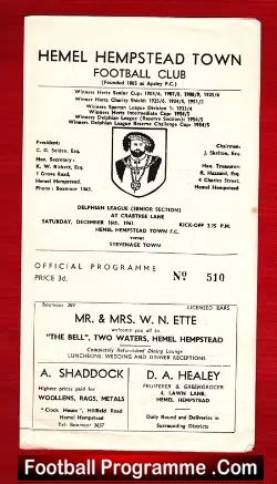 Hemel Hempstead v Stevenage Town 1961