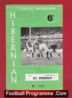 Hibernian Hibs v St Mirren 1960s - Multi Autographed SIGNED - football programme