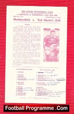 Huddersfield Rugby Ted Slavin Testimonial 1962 - rugby programme