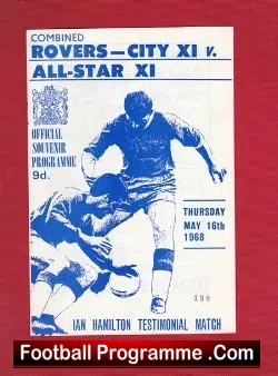 Ian Hamilton Testimonial Benefit Match Bristol Rovers 1968 - football programme