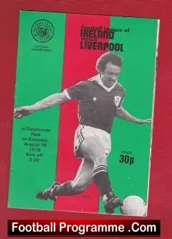 Irish Football League v Liverpool 1979 - at Dalymount Park - football programme