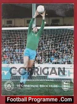 Joe Corrigan Testimonial Manchester City Manchester City 1978 - football programme