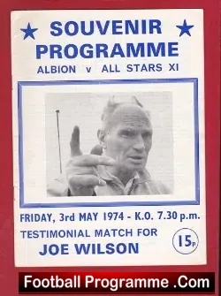 Joe Wilson Testimonial West Bromwich Albion 1974 - football programme