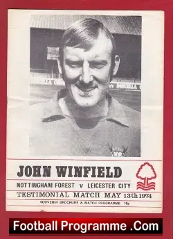 John Winfield Testimonial Benefit Match Nottingham Forest 1974