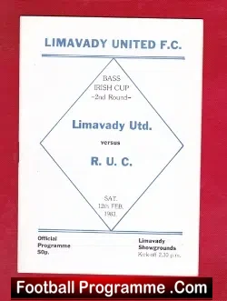 Limavady United v RUC 1983 - Ireland - football programme