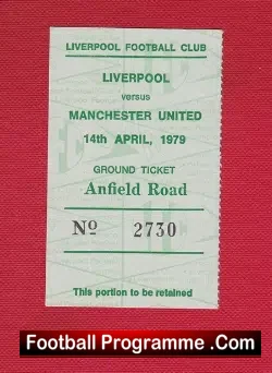 Liverpool v Manchester United 1979 – Football Ticket