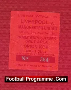Liverpool v Manchester United 1989 – Football Ticket The Cop