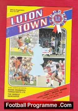 Luton Town v Bristol Rovers 1986 - Multi Autographed Signed - football programme