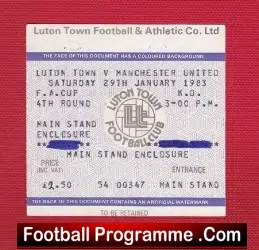 Luton Town v Manchester United 1983 – Football Ticket