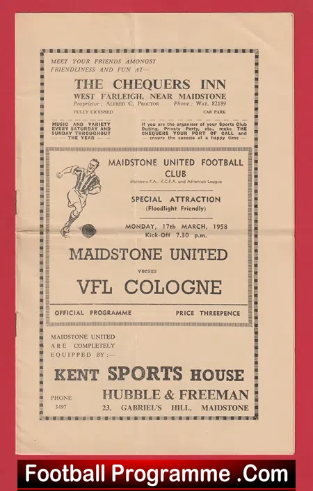 Maidstone United v Cologne 1958 – Floodlight Friendly