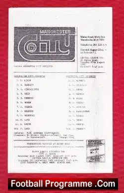 Manchester City v Leicester City 1985 - Reserves Match - football programme