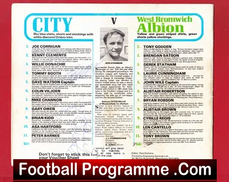 Manchester City v WBA 1978 - Multi Autographed Signed